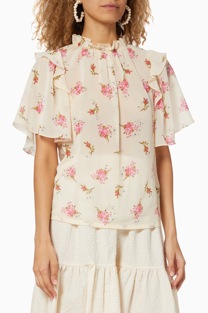 Printed Muslin Top, Pink