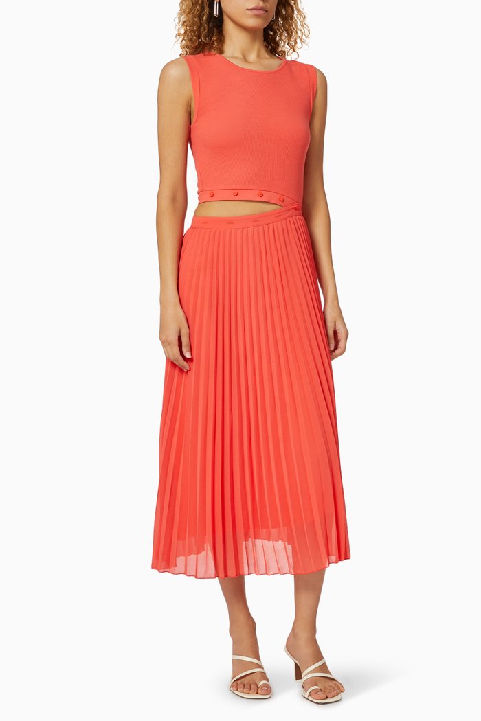

Trompe L'oeil Jersey and Pleat Dress, Orange