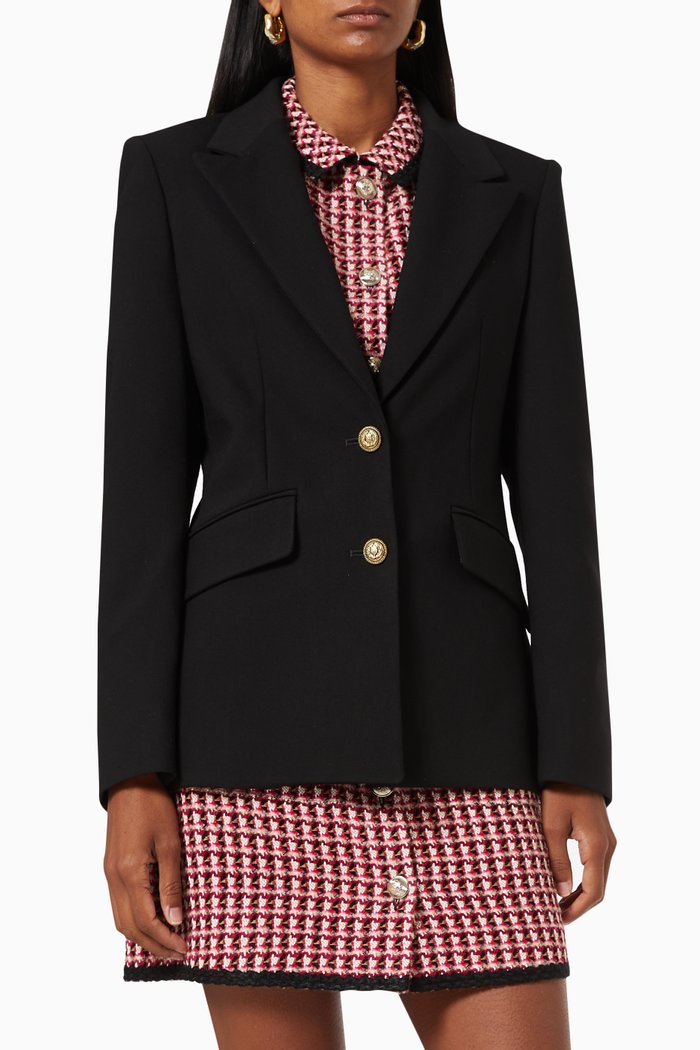 

Fitted Suit Jacket in Recycled Polyester, Black