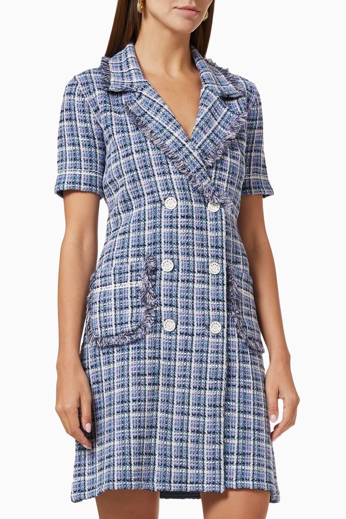 Check Mini Dress in Tweed, Blue