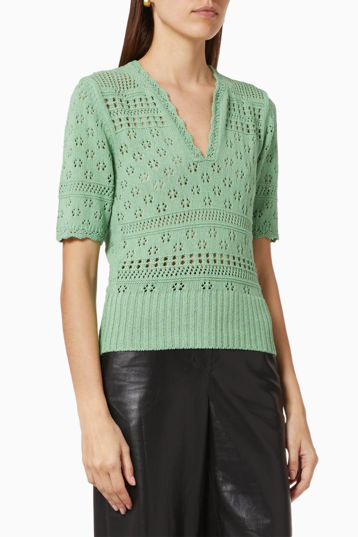 

Joe Pointelle Sweater in Cotton, Green