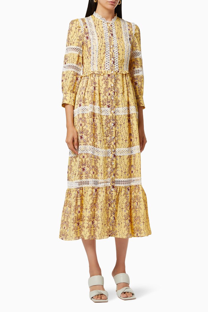 

Floral Print Midi Dress, Yellow