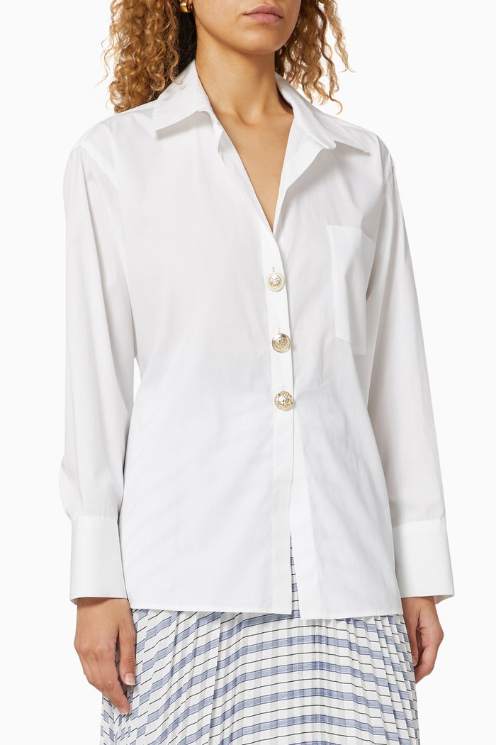 

Oversized Shirt in Cotton Poplin, White