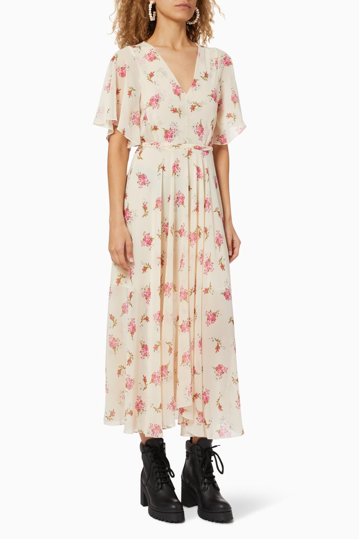 

Printed Muslin Asymmetrical Scarf Dress, Pink