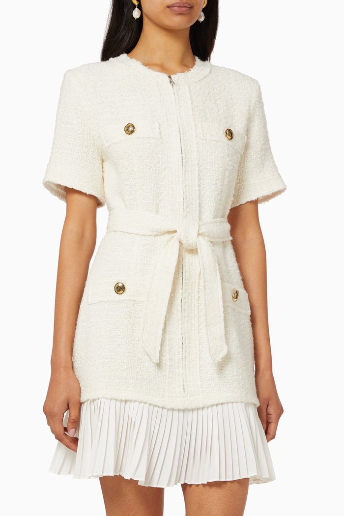 

Tweed-effect Coat Dress, White