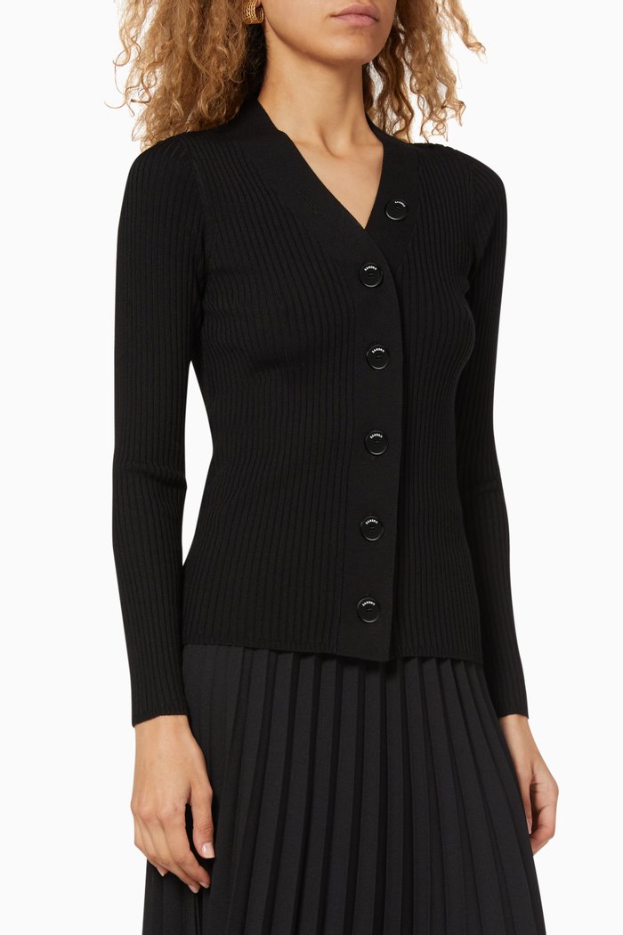 

Ribbed Knit Cardigan, Black