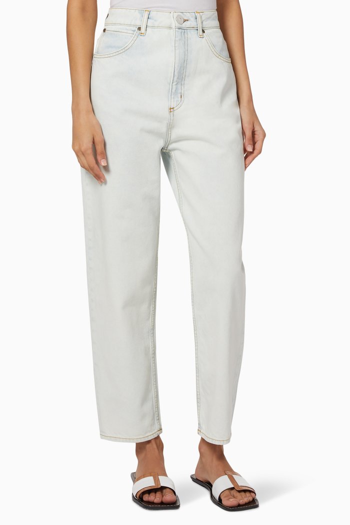 Snow Wash Denim Jeans, Blue