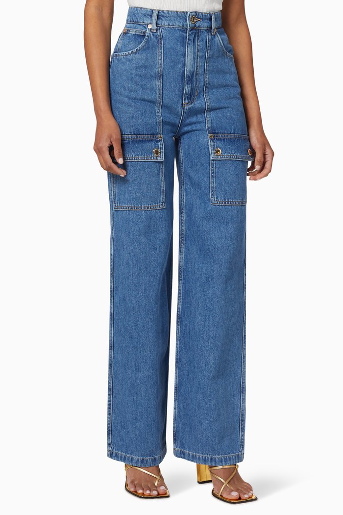 

Wide-leg Denim Jeans, Blue