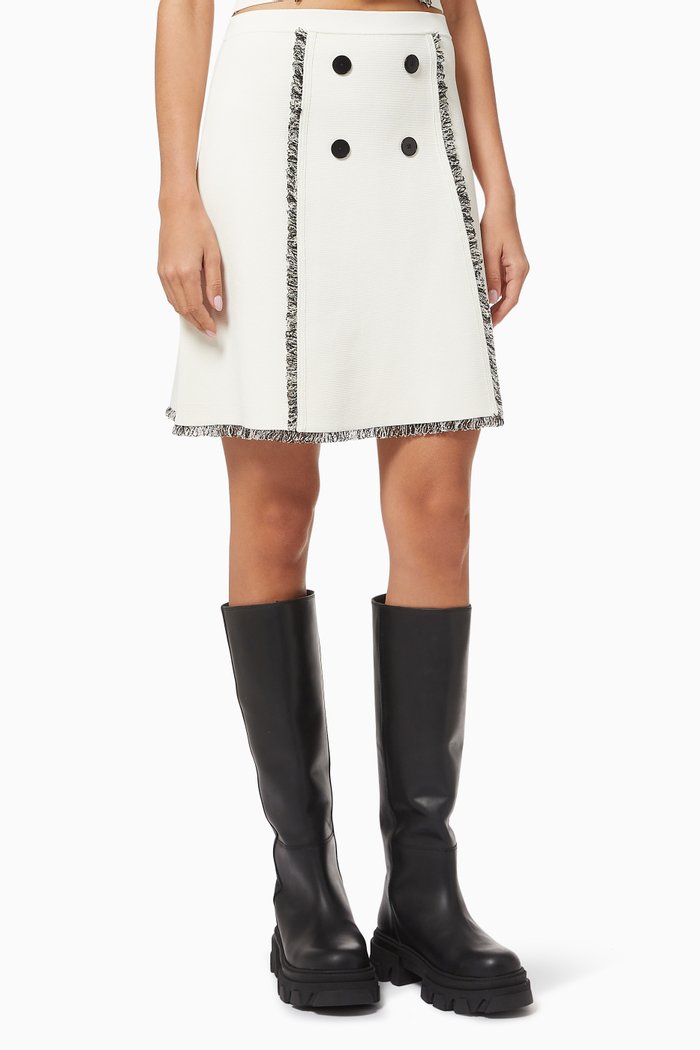 

Short Double-breasted Skirt, White