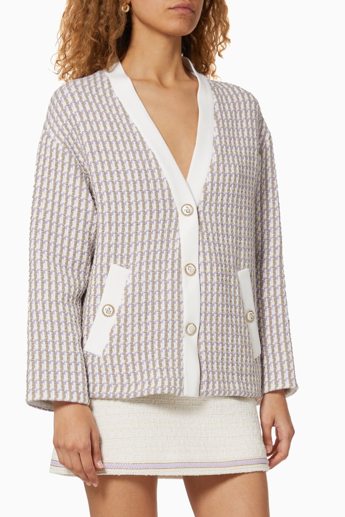 

Tweed Cardigan-Inspired Jacket, Purple
