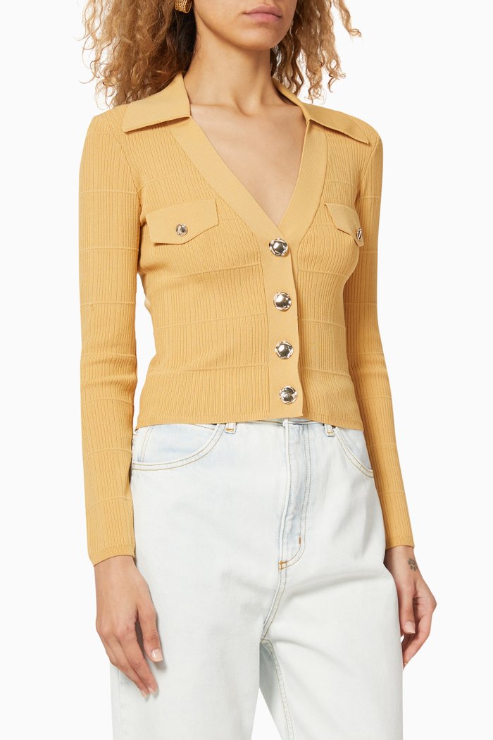 

Ribbed Knit Cardigan, Brown