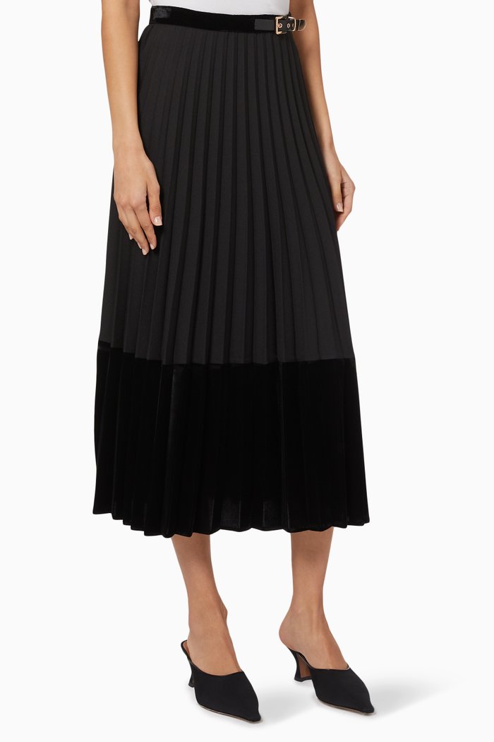 

Pleated Wrap Skirt, Black