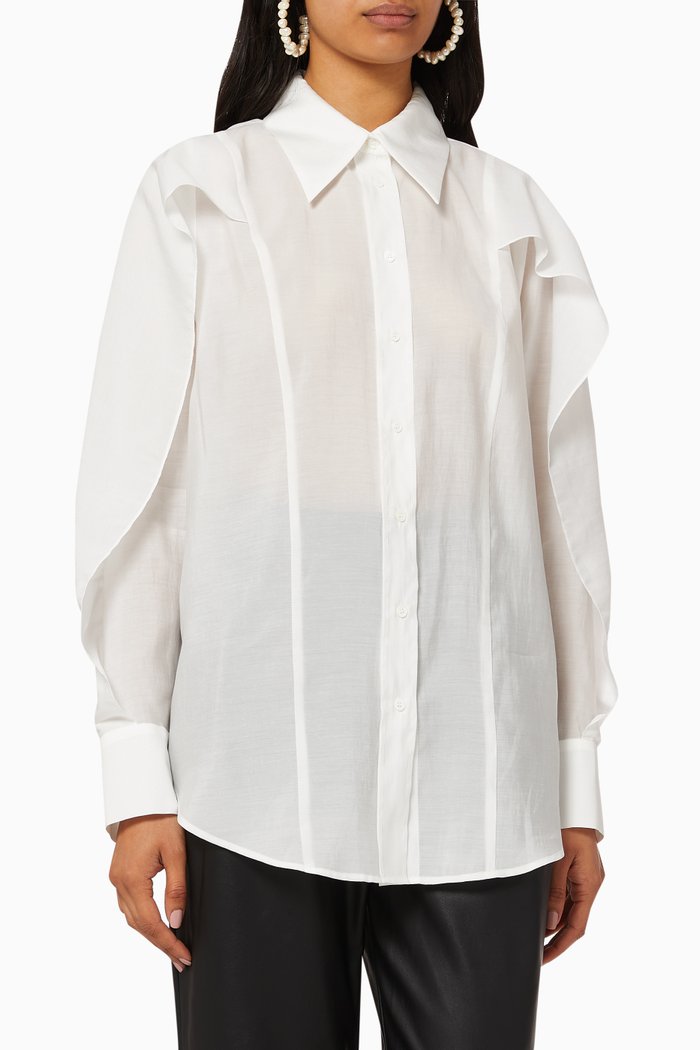 

Ruffle Panel Cotton Shirt, White