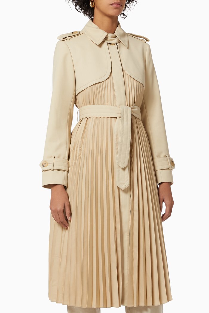 

Vino Pleated Trench Coat, Neutral