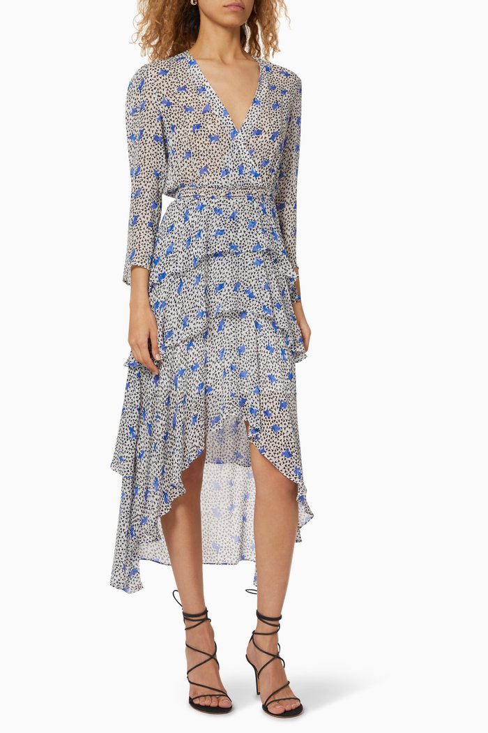

Printed Muslin Asymmetrical Dress, Purple