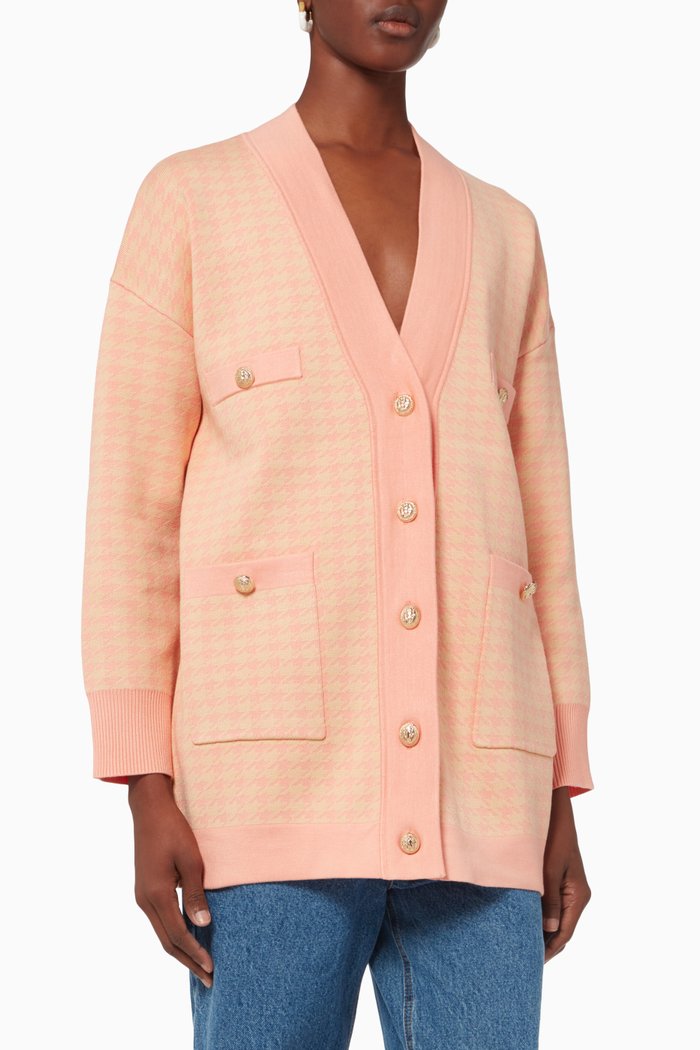 

Houndstooth Coatigan, Pink