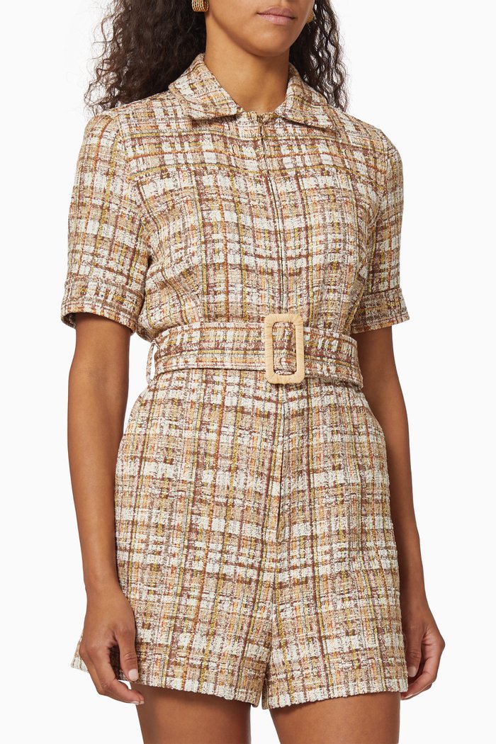 

Belted Tweed Playsuit, Multicolour
