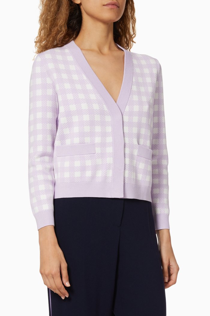 

Checked Jacquard Cardigan, Purple