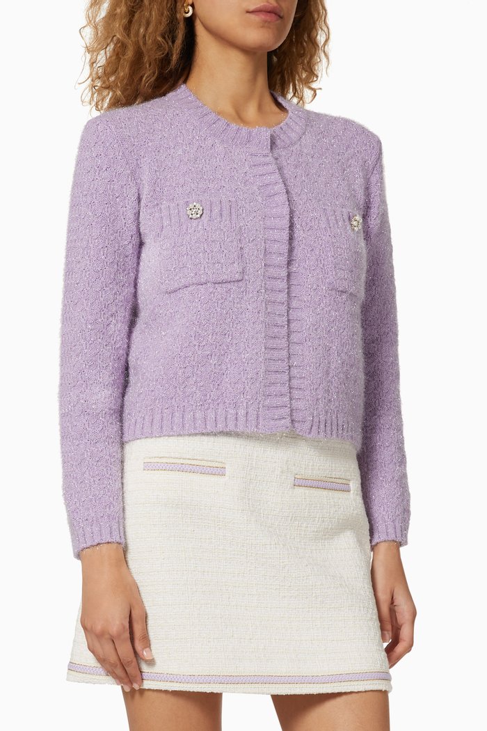 

Lurex Knit Cardigan, Purple