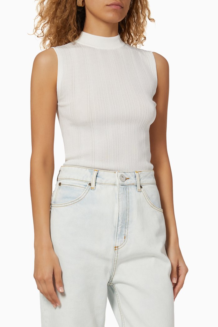 

Ribbed Knit Tank Top, White