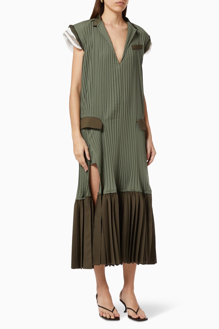 

Suiting Dress with Pleats, Brown