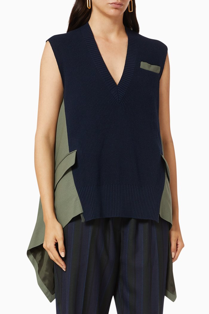 

Knit x Suiting Pullover in Wool, Blue