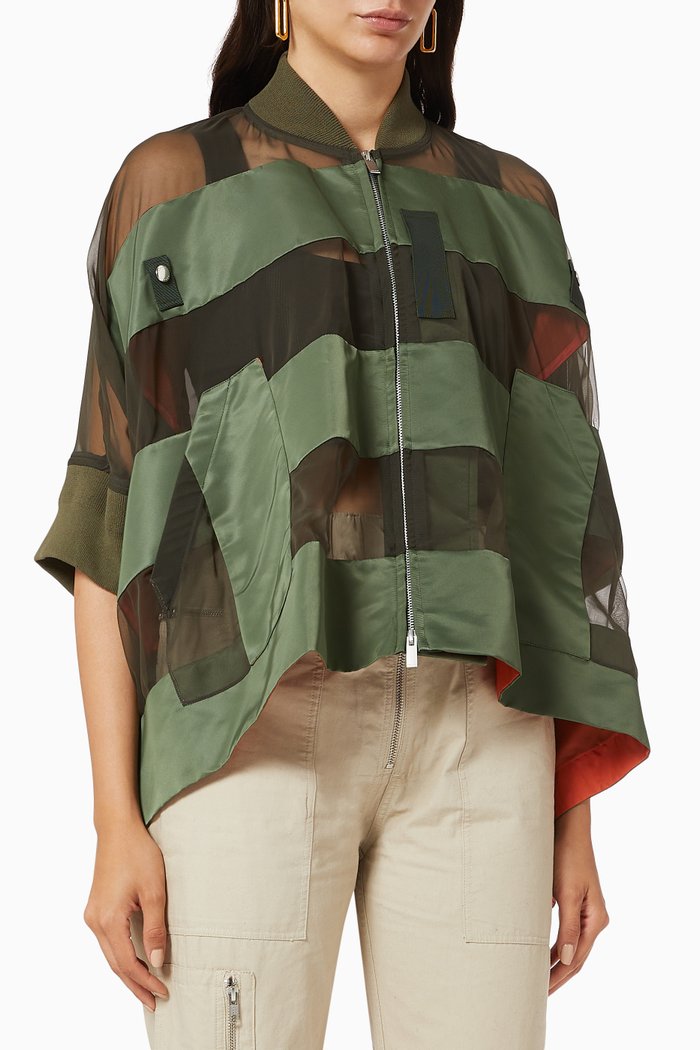 

Nylon Twill x Chiffon Blouse, Brown