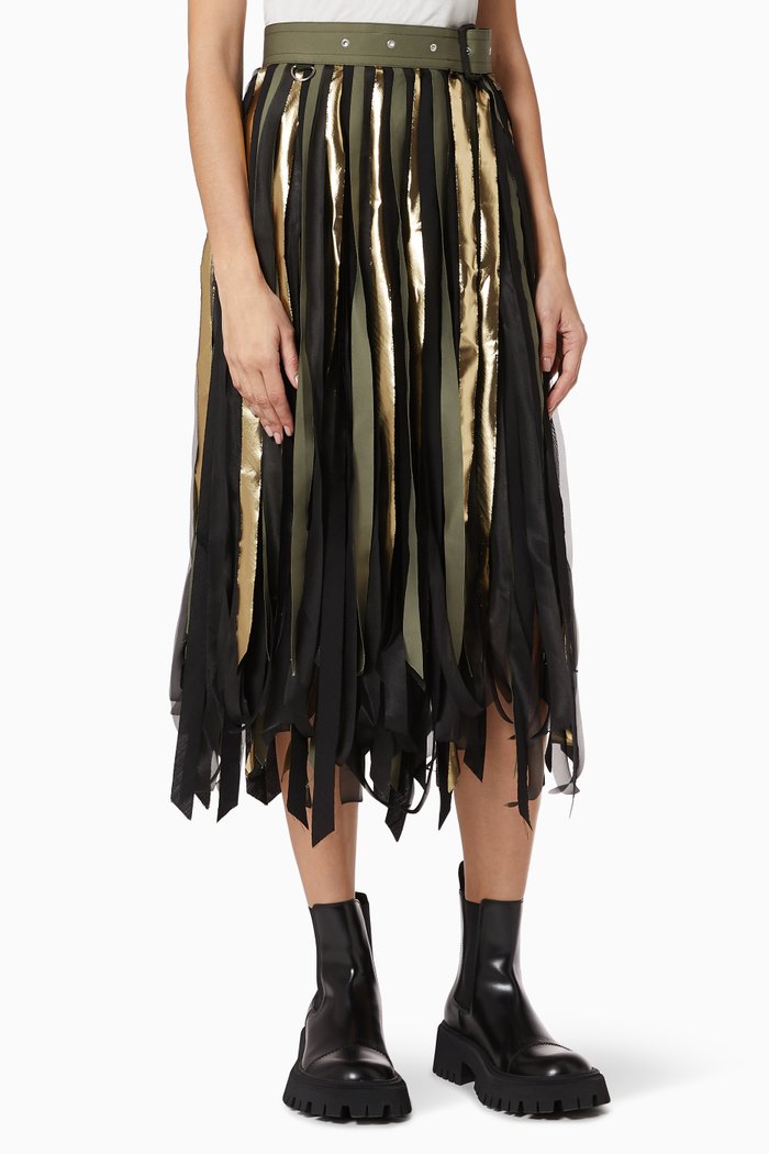 

Fringe Skirt with Belt, Gold