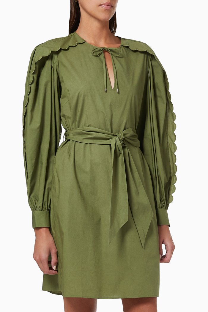 

Puff Sleeve Dress in Organic Cotton, Brown
