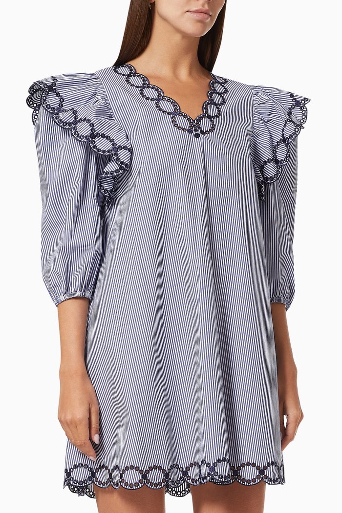 

Richesse Embroidered Dress in Organic Cotton, Neutral
