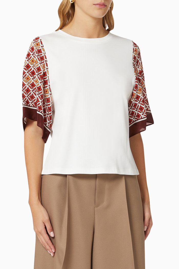 

Jersey T-shirt with Scarf Sleeves, White