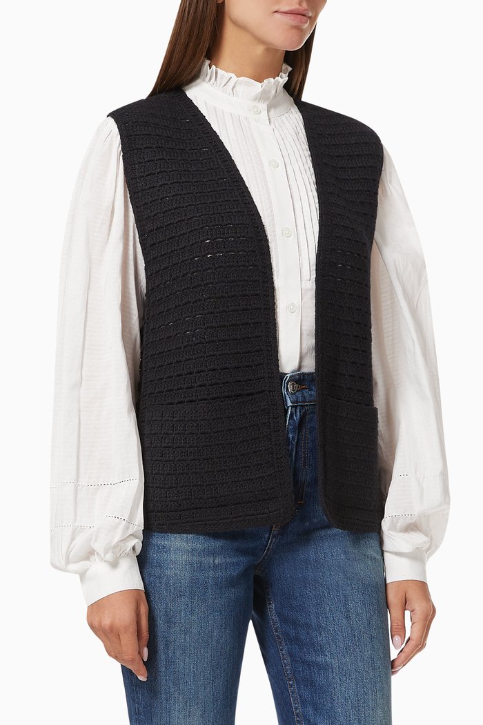 

Marine Crochet Cardigan in Organic Cotton, Black