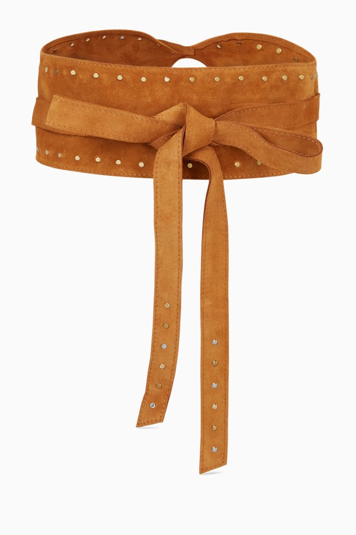 Tie Belt in Suede, Brown
