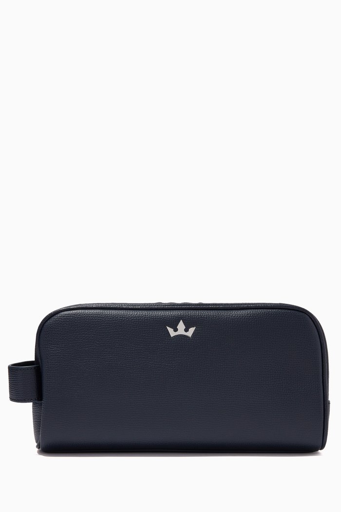 

Award Wash Bag in Italian Leather, Blue