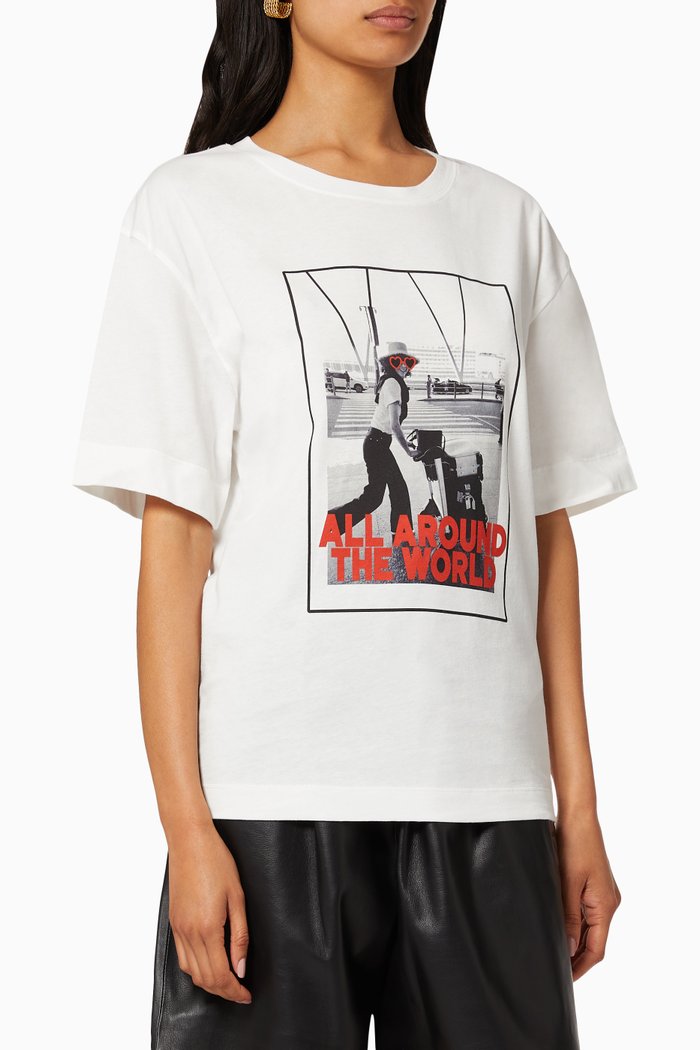 

'All Around The World' Jersey T-Shirt, White