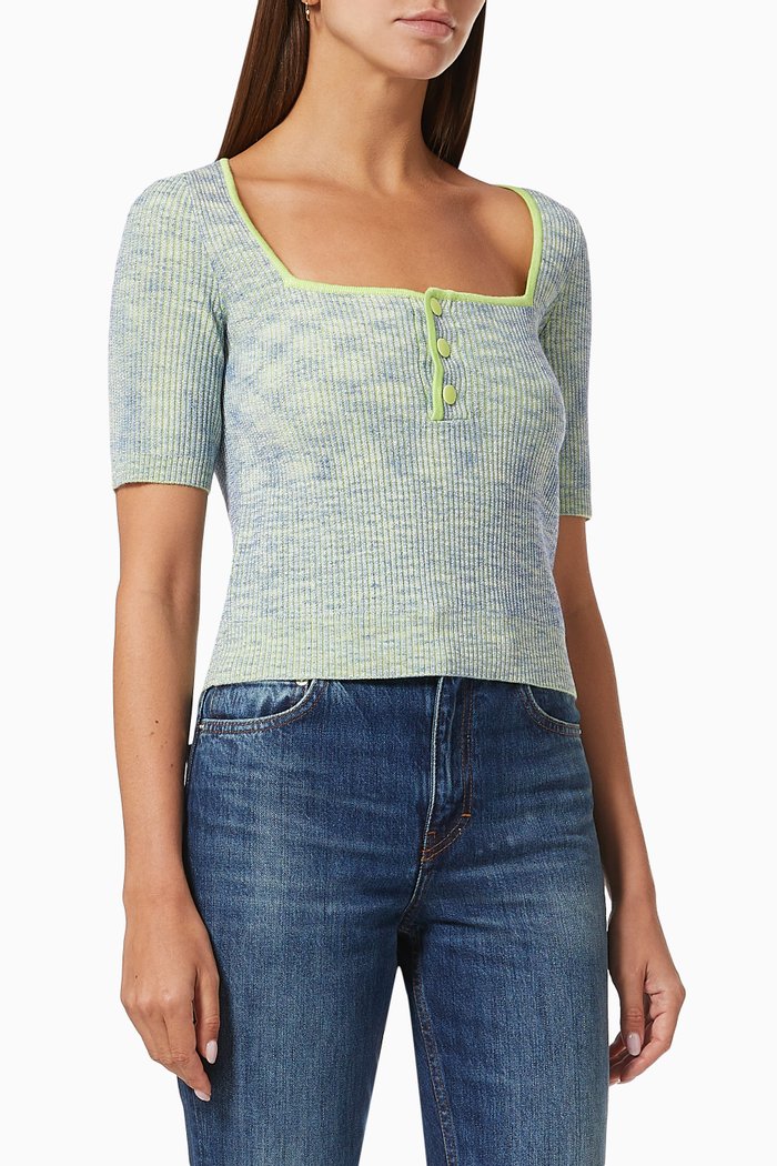 

Mohi Metallic Top in Cotton, Green