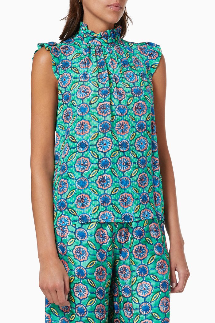 

Watercolour Print Top in Silk, Neutral