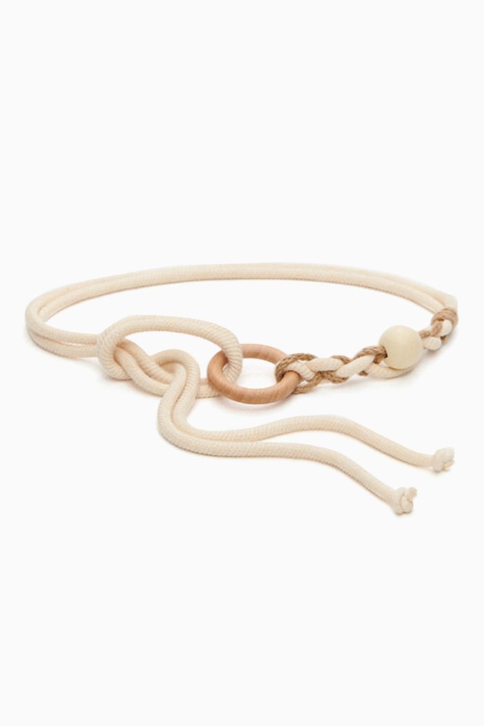 

Rope Belt with Wooden Buckle, White