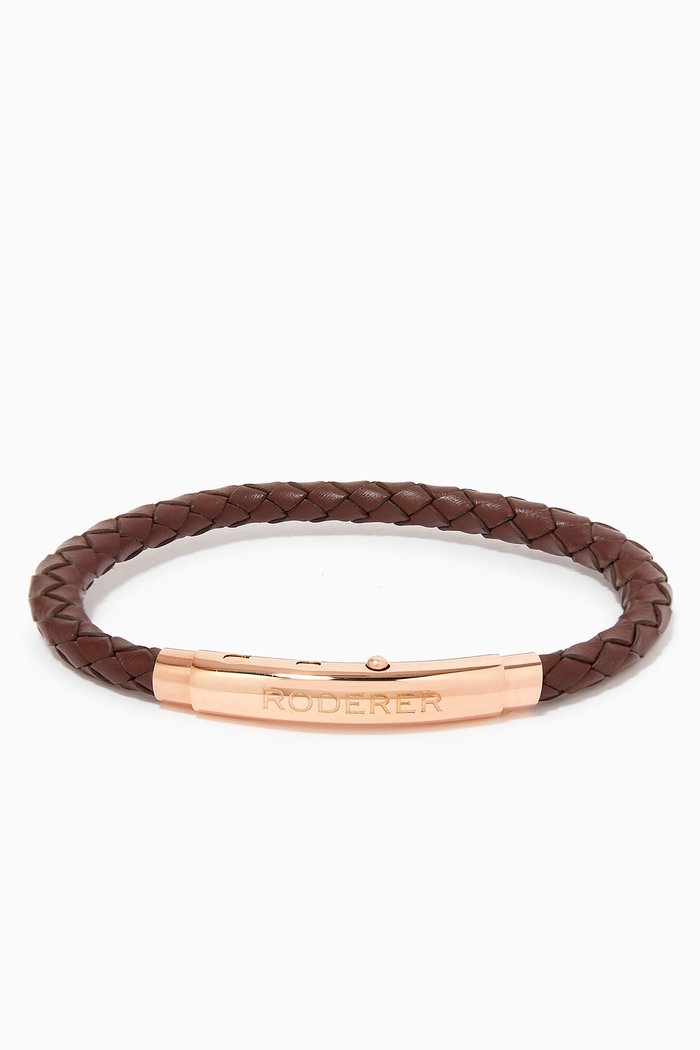 

Dino Bracelet in Woven Leather, Brown