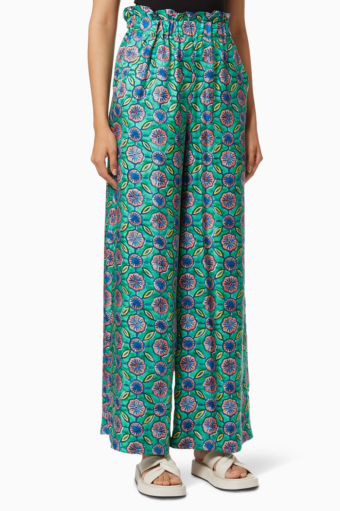 

Watercolour Print Pants in Silk, Neutral