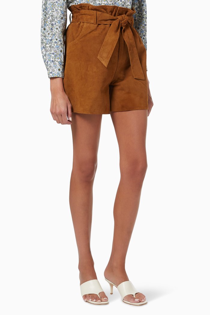 

Paperbag Shorts in Eco Friendly Suede, Brown