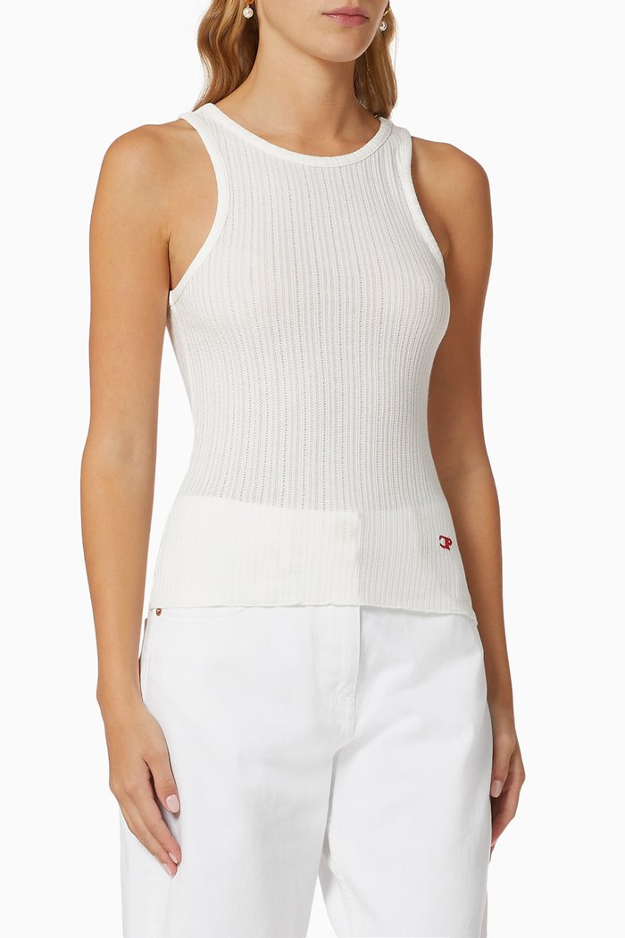 

Tank Top in Pointelle Knit, White