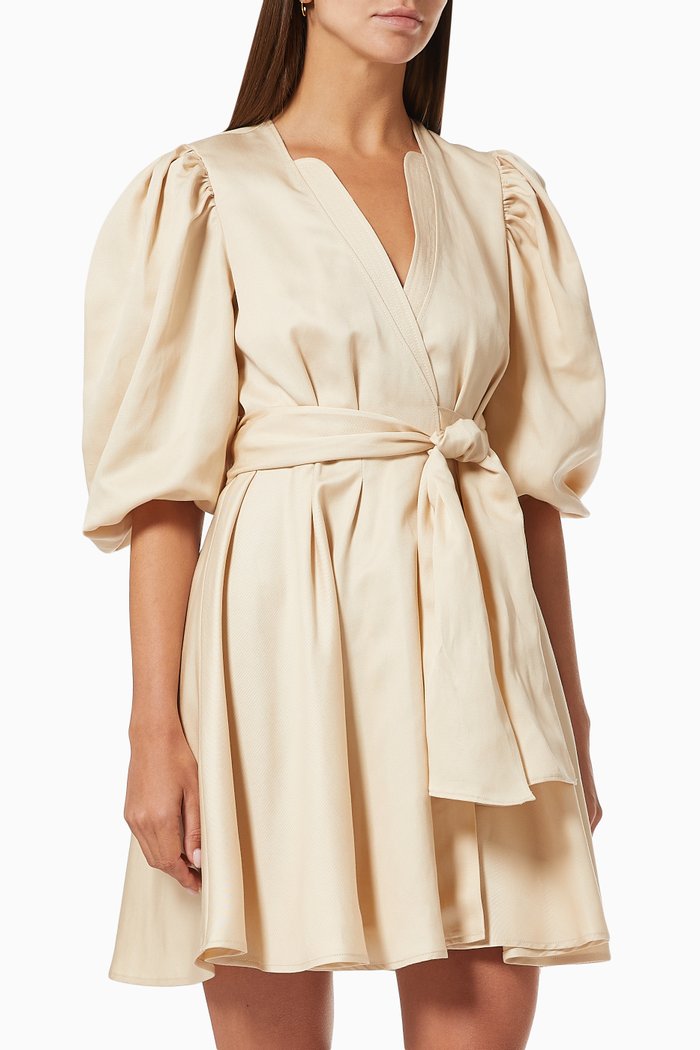 

Raymonde Wrap Dress in Linen, Brown