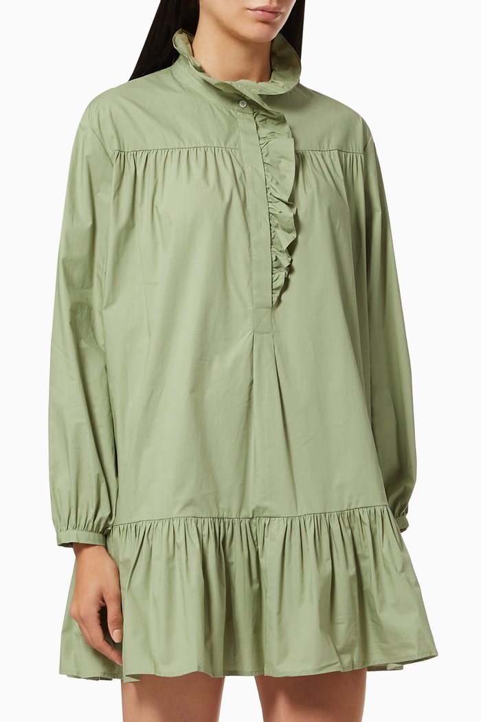

Flounce Dress in Cotton, Green
