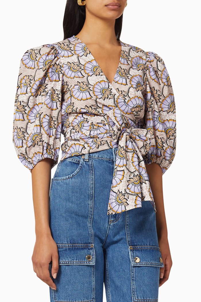 

Floral Wrap Top, Neutral