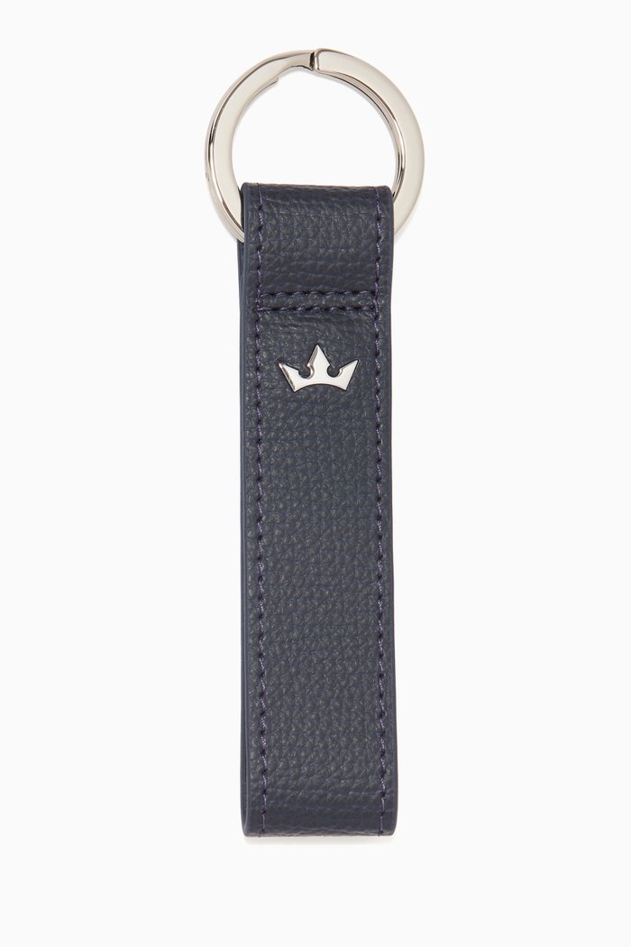 

Award Loop Key Ring in Italian Leather, Blue