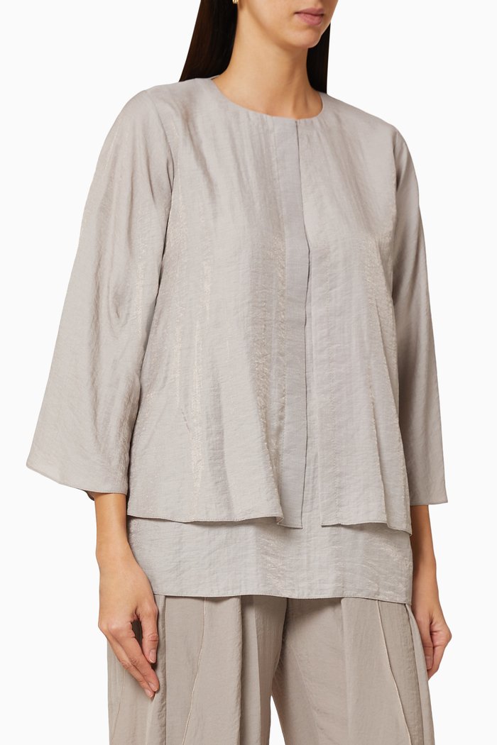 

Flared Sleeves Top, Brown