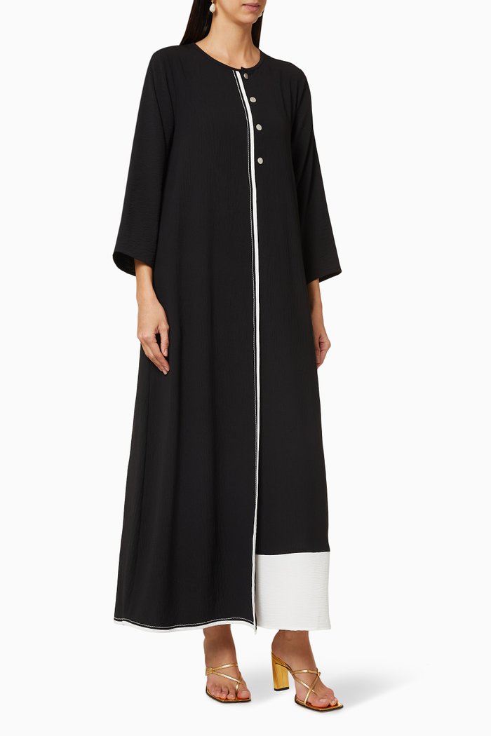

Contrasting Trims Abaya, Black