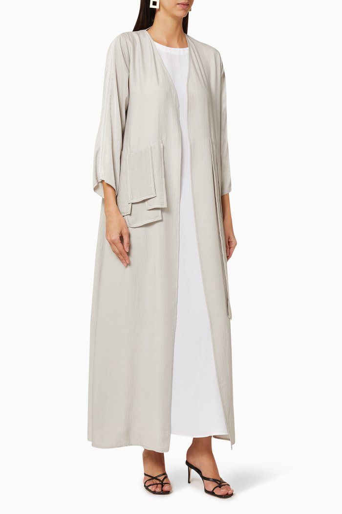 

Abaya with Two Sided Inner Dress, Grey