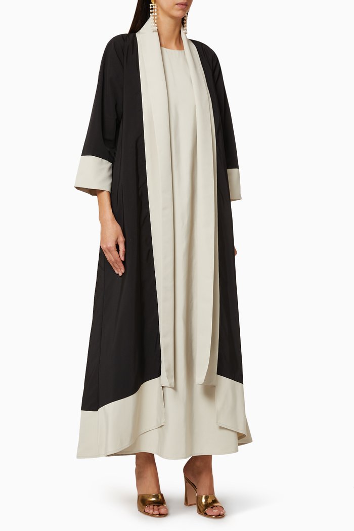 

Abaya with Two Sided Inner Dress, Black